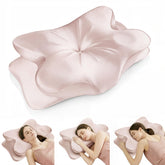 TIMBERHIDE cervical neck pillow with cooling satin cover for smoother skin and hair