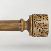Time Forest Boho wood curtain rod with leaf-pattern finials enhances rustic decor on windows.