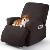 Timeles recliner cover with chocolate soft fabric provides comfortable furniture protection.
