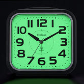 Tinload alarm clock with glow dial for nighttime visibility and quick wake