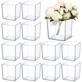 Tioncy 12-pack clear square vase, 5x5 inches, ideal for versatile centerpieces.
