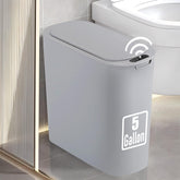 TIPGO 5-Gallon motion sensor trash can with the lid open for hands-free use.