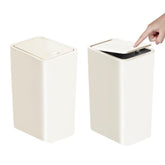 TIPGO 10L bathroom trash can with lid fits tight corners and reduces clutter.