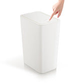 TIPGO bathroom trash can with pop-up lid in white for slim spaces