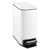 TIPGO slim bathroom trash can with soft close lid for quiet operation in tight spaces.