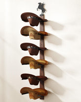 TIPSYTREE cowboy hat rack wall with rider sign adds rustic flair and practical organization