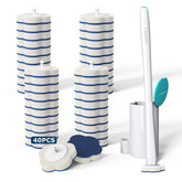 Tirmen disposable toilet brush with extended handle for easy reach under the rim.
