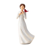 TOHLUCS memorial angel figurine with red cardinal and love letter for remembrance