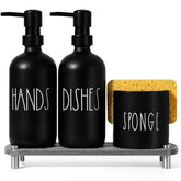 TOLDATLI kitchen soap dispenser set dispenser black glass for a durable, modern counter look.