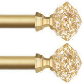 TONIAL diamond-finish finial in luxury gold enhances elegant window decor.