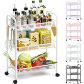 TOOLF 3-tier metal rolling cart for versatile storage in kitchen or bathroom.