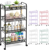 TOOLF 4-Tier Rolling Cart front view shows spacious shelves and mobility