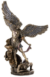 Top Collection Archangel Michael statue in bronze finish, a dramatic centerpiece for home or office decor.