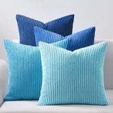 Topfinel 18x18 blue gradient corduroy pillow cover on sofa adds cozy color.