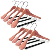 TOPIA HANGER American Red Cedar wide-shoulder design supports suits and reduces wrinkles.