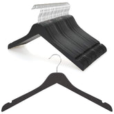 Topia Hanger space-saving black wooden hanger with a 0.28-inch profile for compact closets.
