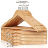 TOPIA HANGER wooden coat hanger 20-pack with durable natural wood for heavy garments
