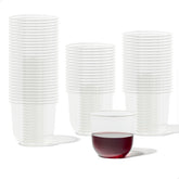 TOSSWARE Natural 12oz Arc cups in clear, durable plant-based material for party use.