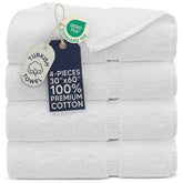 Towel Bazaar 4-piece extra large bath towels in white for hotel-like softness