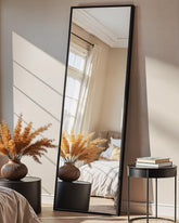 TRAHOME full-length floor mirror 56x15 with black aluminum frame for clear full-body reflection.
