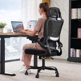 TRALT office chair with lumbar support for extended computer work.