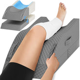 TranquilRelax Elevation Pillow in full grey supports legs for improved circulation.