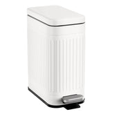 TrashAid bathroom trash can with embossed metal finish adds retro elegance.