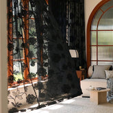 Treatmentex black lace curtains with rose embroidery add timeless elegance to any room