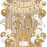 Trgowaul 50th banner gold β elegant milestone decor for parties.