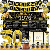 Trgowaul 50th birthday banner creates a stylish backdrop for photos.