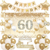 Trgowaul 60th birthday banner, elegant champagne gold decor for milestone celebration.
