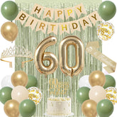 Trgowaul green gold 60th banner adds elegant flair to celebrations.