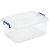 Tribello 21 Qt clear stackable bin offers quick visibility and easy organization.