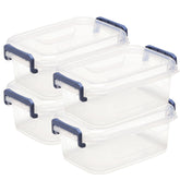 Tribello clear stackable bin with lid, top view for easy closet organization.