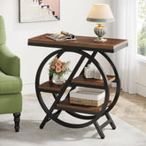Tribesigns end table with 3-tier storage and wood top for organized living spaces