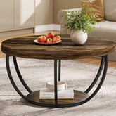 Tribesigns round coffee table top view with spacious surface for drinks and decor.