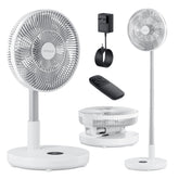 TriPole oscillating fan with remote control and LED display for easy cooling.