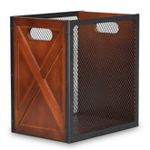 TRSPCWR rustic office trash can with rectangular design for desk organization.