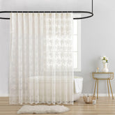 TUDECO ivory lace vintage shower curtain with attached valance enhances privacy and style.