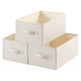 tulinstiraga linen folding storage bin front view beige for organized closet