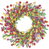 Tulvend 24-inch front door wreath with vibrant paper flowers adds year-round curb appeal.