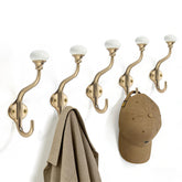 TUNNY coat hooks 5-pack champagne bronze double hook for space-saving wall storage.