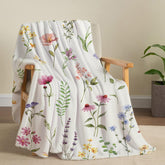 Tupmnbry Wildflowers Throw Blanket showcasing botanical floral print for cozy evenings