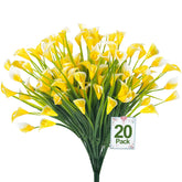 TURNMEON yellow calla lily artificial flowers for outdoor decor with UV resistance