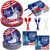 TURNMEON flag dinner plates provide durable, disposable serving for patriotic celebrations.