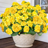 TURNMEON artificial geraniums outdoor yellow bouquet for porch, UV-resistant and long-lasting.