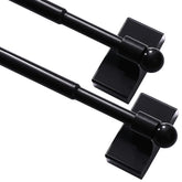 Turquoize two-pack magnetic curtain rods installed on a metal door for lightweight curtains.