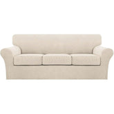 Turquoize base cover for 3-cushion sofa offers a clean, tailored look.