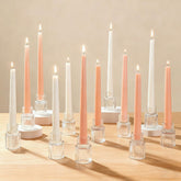 Turvono clear glass taper holder with ribbed design for elegant table dΓ©cor.