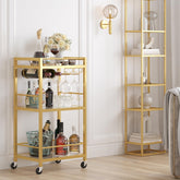TUTOTAK bar cart in gold with a three-tier mirrored shelf for stylish entertaining